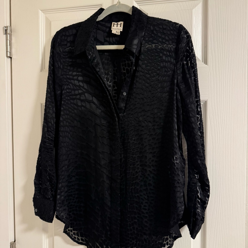 Haute Hippie Black Textured Shirt